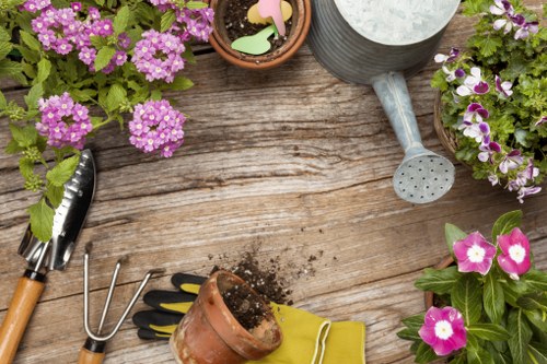 Local gardener working on a garden