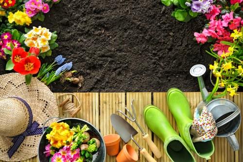 Professional gardener working on a landscape design